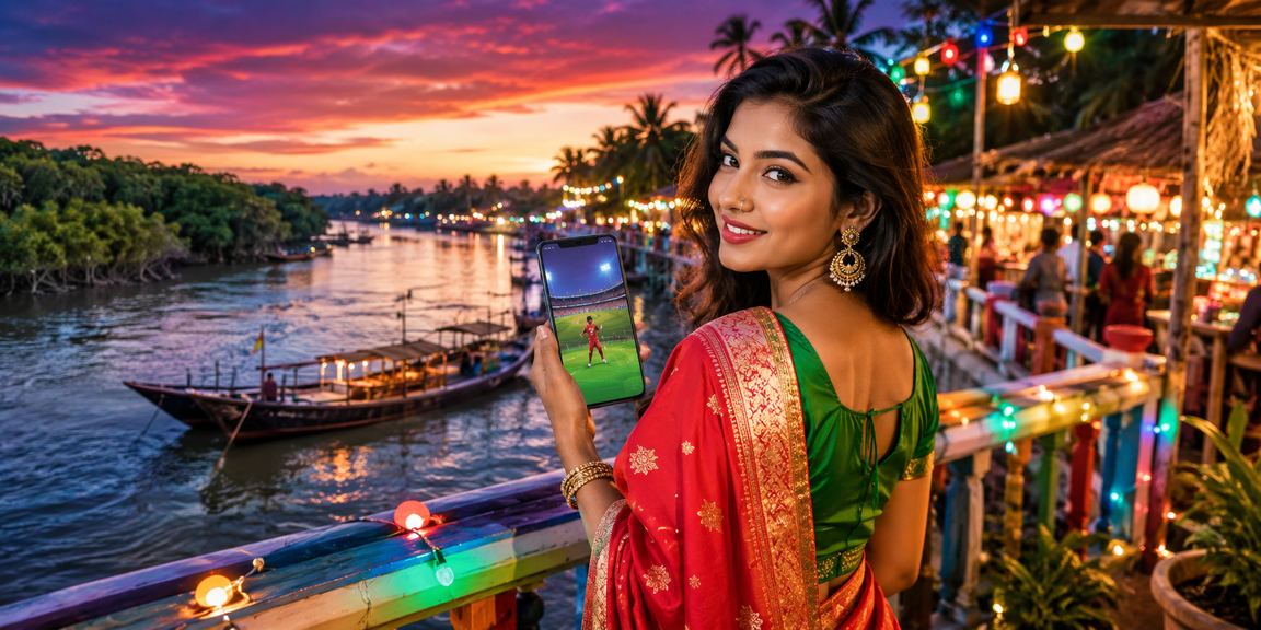 Cricket Betting Online Gaming Scene Against a Sundarbans Backdrop