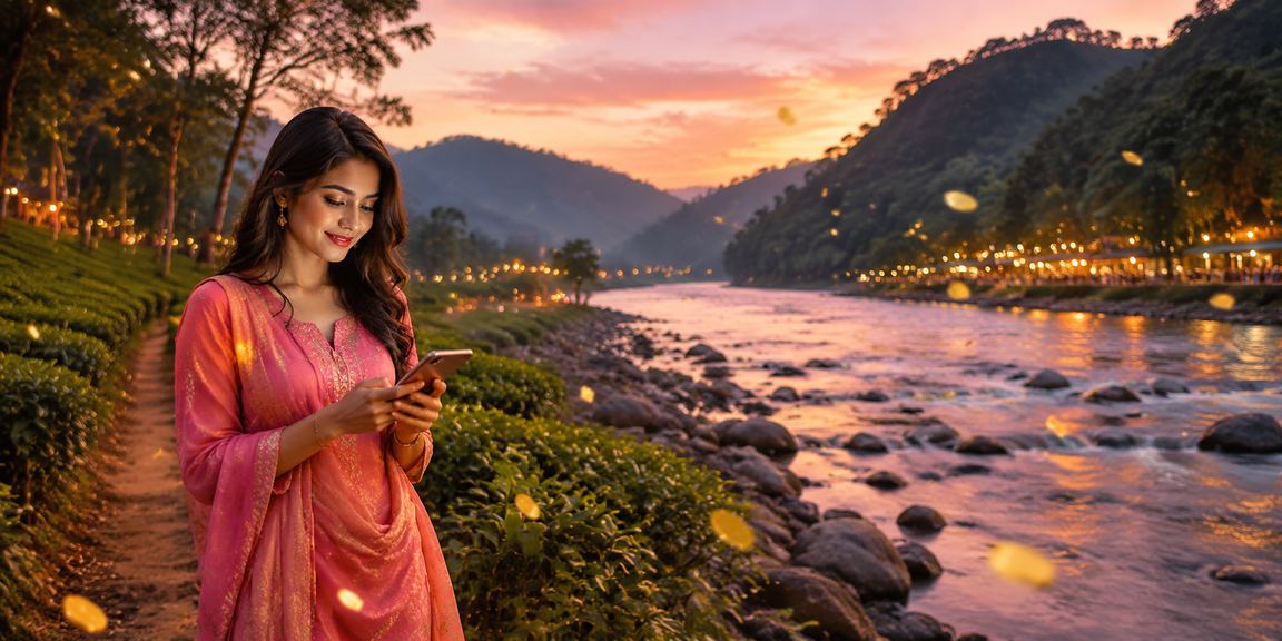 An 8iii user making a mobile payment among the tea gardens of Sylhet